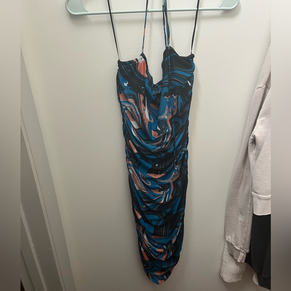 Ruched halter mini dress SIZE M